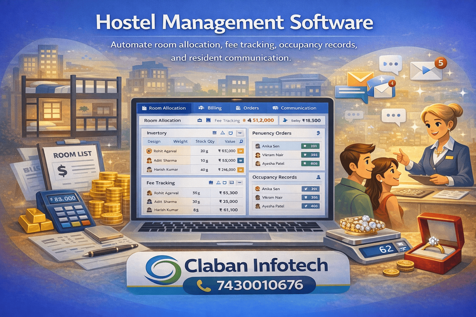 Hostel management system interface