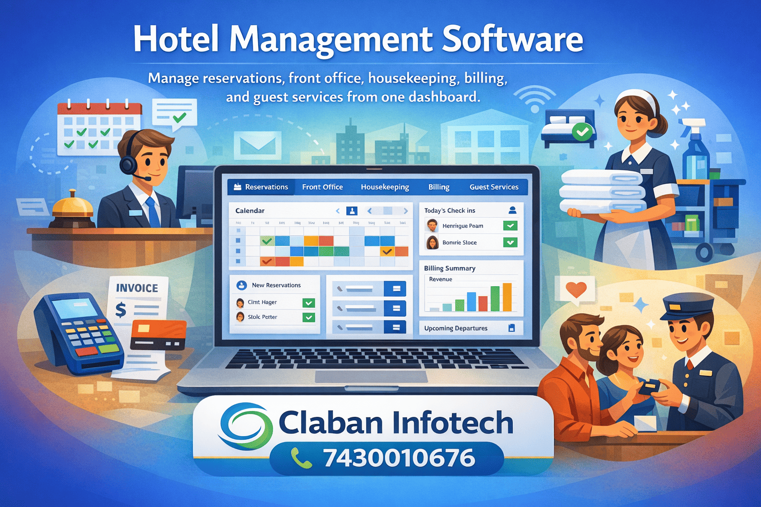 Hotel management software dashboard