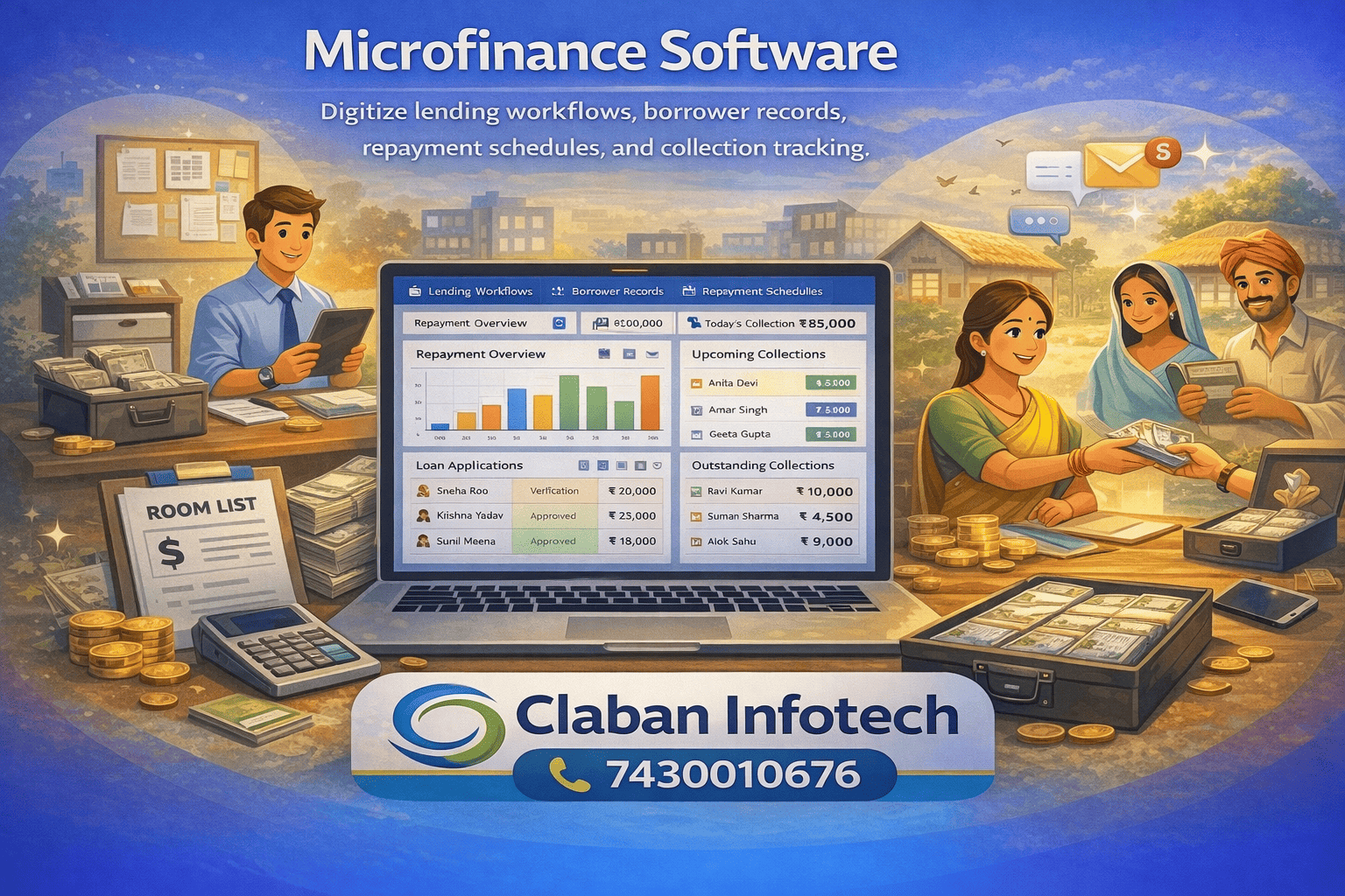Microfinance software for lending workflows